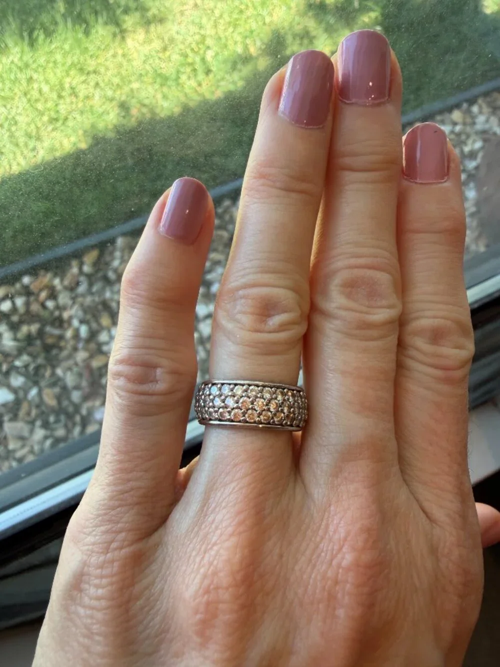 Vintage Diamonique Sterling Silver 925 Pave CZ Eternity Band - Size 5